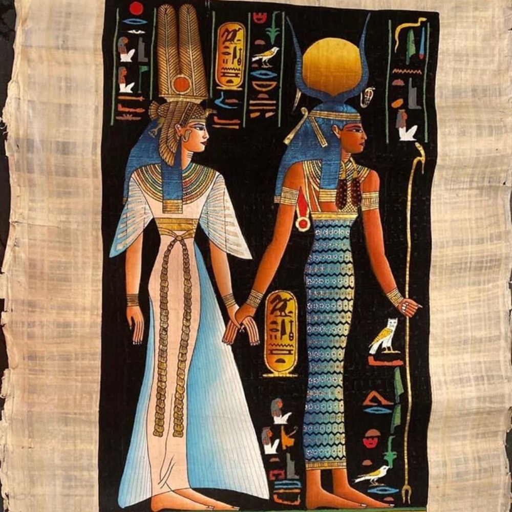 Original Vintage Painting on Papyrus w/Signature by Artist,  36"H x 26"W